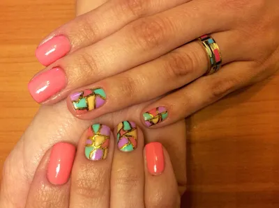 SUPER EASY PASTEL MOSAIC GEL NAIL ART TUTORIAL - YouTube