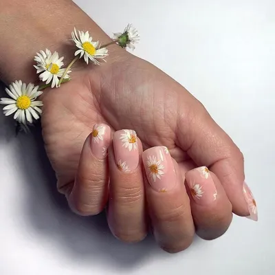 Маникюр Ромашки | Chamomile Nail art - YouTube