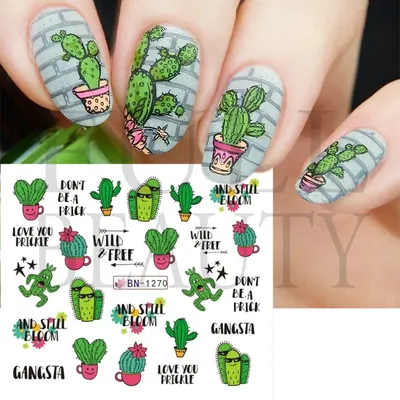 Омбре маникюр с кактуси || Ombre Cactus Mani || Aleks'Nails - YouTube
