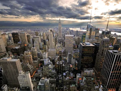 Скачать 1920x1080 манхэттен, нью-йорк, сша, небоскребы обои, картинки full  hd, hdtv, fhd, 1080p
