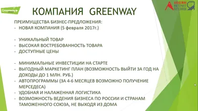 Маркетинг-план GREENWAY