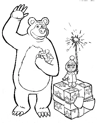 Яркие изображения Маша и медведь новый год в формате jpg для скачивания
