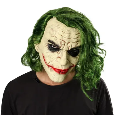Маска Джокера из фильма Темный рыцарь Косплей ужасная страшная Маска Клоуна  Костюм для вечеринки маска с зелеными волосами парик Хэллоуин латексные  маски | AliExpress