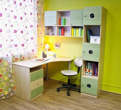 Мебель для детской с большим угловым компьютерным столом - на заказ в Москве