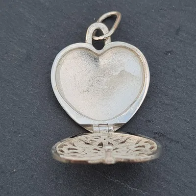 Серебряный открывающийся кулон/медальон сердце с фотографией внутри (32537)