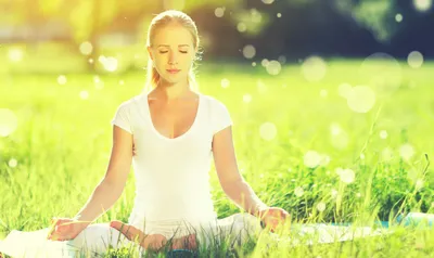 Медитация для баланса и центру Стоковое Фото - изображение насчитывающей  зеленый, руки: 208162256