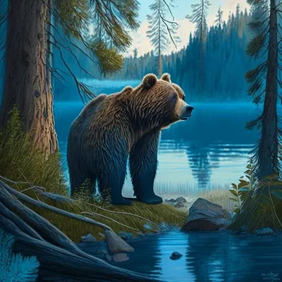 Картина Бурый медведь национальный символ России 12 ЭкоХолст 81734808  купить в интернет-магазине Wildberries
