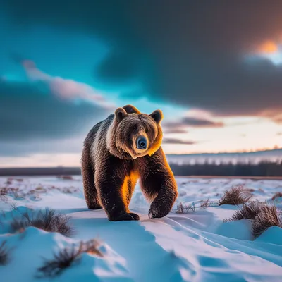 Медведь зимой - фон для вашего экрана