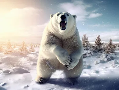 Медведь зимой - восхитительное фото в png