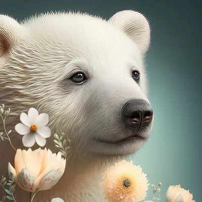 Изумительное фото медведя с цветами в формате webp