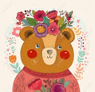 Загадочность и милота: Медведь с цветами на фото
