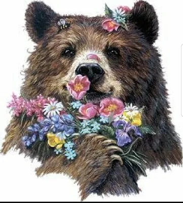 Волшебство природы: Медведь с цветами в качественном изображении