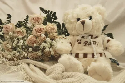 Фото: Медведь с цветами - украшение вашего экрана