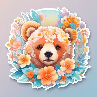 Фото: Медведь с цветами - скачайте бесплатно в хорошем качестве