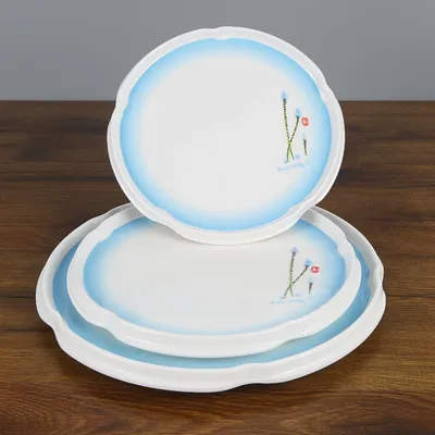 Меламиновая посуда, разделочная тарелка, ударопрочные пластиковые синие  тарелки для макаронных изделий с ручками