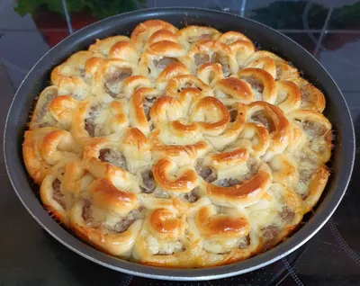 Мясной пирог хризантема рецепт с фото фотографии