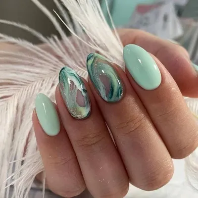 Gentle mint nail designs Нежный мятный маникюр | Gel nails, Nail art,  Stylish nails