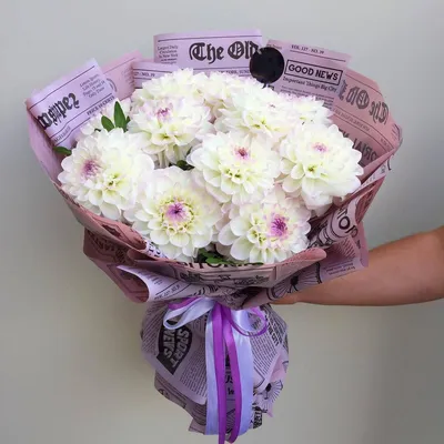 19 нежно-розовых георгин в букете за 8 990 руб. | Бесплатная доставка  цветов по Москве