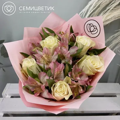 Букет невесты из белых роз и эвкалипта №979 купить в Саранске