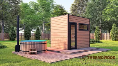 Мобильная баня 3,1х2,1м Gartensauna-8 Thermowood Production под ключ от  производителя цена | Промконтракт ibud.ua