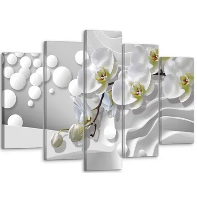 80х125 см, Белая орхидея Модульная картина из нескольких частей на холсте -  Купить модульную картину в спальню, гостиную, офис недорого Украина, цена