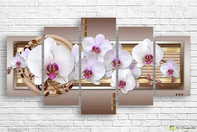 Модульная картина | Орхидея на абстрактном фоне | Картина Орхидея | Модульная  картина цветы | Art-design.md
