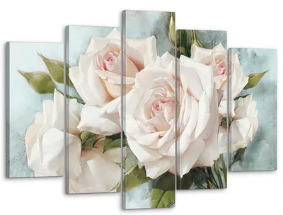 Модульная картина для интерьера на стену \"Цветы - Белые розы\" 80x140 см  MK50181 - купить по выгодной цене в интернет-магазине OZON (260254282)