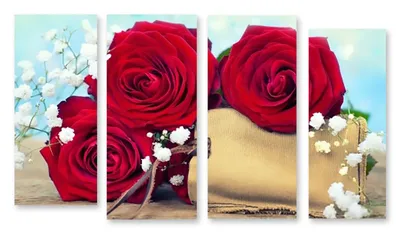 Модульная картина \"Красные розы\" купить | в Мнекартину по цене 5 795 руб. +  скидка 45%