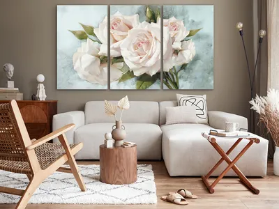 Модульная картина \"Белые розы\" – купить по низкой цене с доставкой по  России | Интернет-магазин модульных картин Picasso