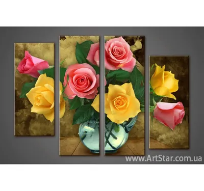 Модульная картина для интерьера на стену \"Цветы - Белые розы\" 100x180 см  MK30181_X - купить по выгодной цене в интернет-магазине OZON (665583444)