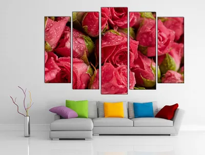 Модульная картина Бежевые розы 125х80 см купить в интернет магазине  Tutakruto