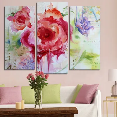 Модульная картина 288 \"Весенние цветы\" – фото в интерьере | Купить, цена 9  220 руб.