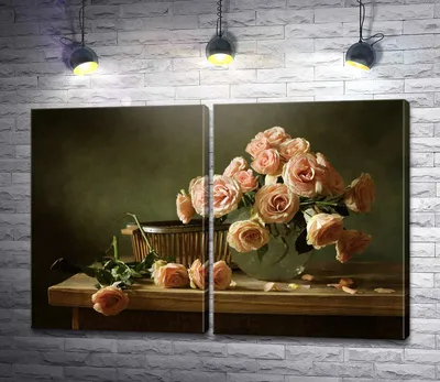Модульная картина для интерьера на стену Букет роз, нежные светло-розовые  цветы розы 120х80 - купить по выгодной цене в интернет-магазине OZON  (1200104383)