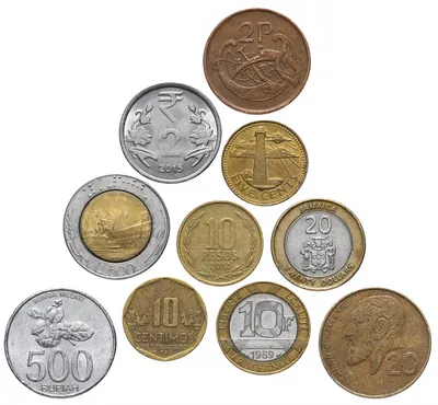 Монеты разных стран мира (10 стран, без повторов) стоимостью 399 руб.