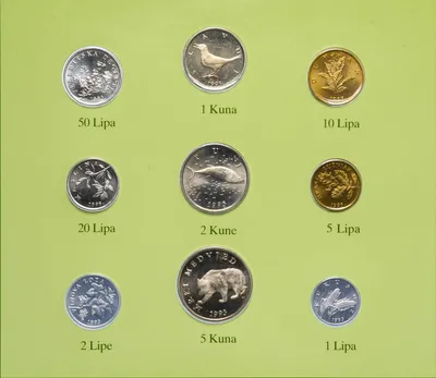 Серия \"Наборы монет всех стран мира\" - Хорватия (набор из 9 монет и 1 марки  в буклете) стоимостью 1313 руб.