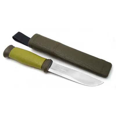 Morakniv Mora of Sweden Outdoor 2000 Utility Knife 4.3\" Stainless Steel  Blade, Olive Green Rubber Handle - KnifeCenter - M-10629