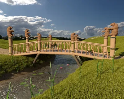 Купить садовые мостики для сада из дерева недорого в СПб