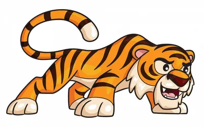 милый мультяшный тигр иллюстрация вектора. иллюстрации насчитывающей  немного - 227689434