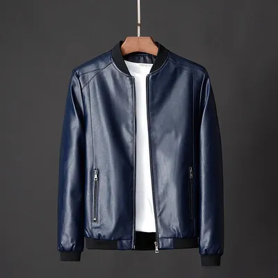 Купить Весна и осень, новые мужские куртки из искусственной кожи,  повседневные мотоциклетные куртки, мужские кожаные куртки | Joom