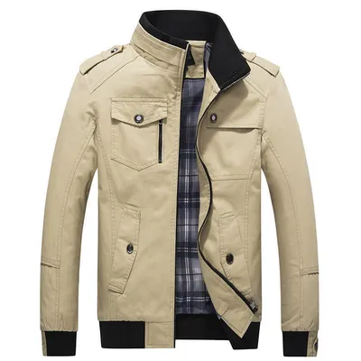Купить Весенне-осенняя мужская куртка, свободный верх с воротником-стойкой,  повседневная куртка | Joom