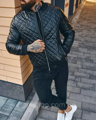 Мужская черная кожаная куртка | Стеганная мужская куртка премиум качества  (ID#1464231338), цена: 1249 ₴, купить на Prom.ua