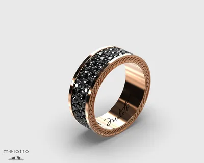 Мужское обручальное кольцо с черными бриллиантами