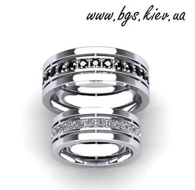 ПК-129Ч-01 Обручальное кольцо из платины с черными бриллиантами в торце -  PlatinumLab