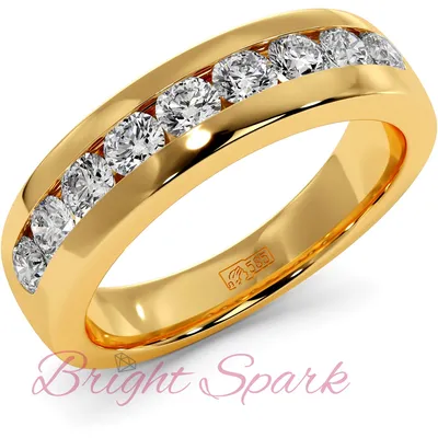 Мужское обручальное кольцо с 9 муассанитами Robert 0,9 карата – купить по  отличной цене в интернет-магазине Bright Spark