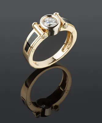 Обручальные кольца с черными бриллиантами, желтое золото, 585 проба в  Москве, цена 112450 руб.: купить в