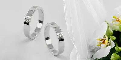 Обручальное кольцо из белого золота с бриллиантами - КАМЕЯ