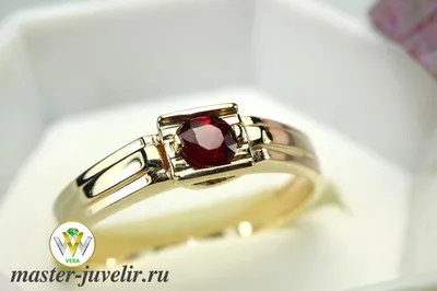 Мужское кольцо с кристаллом рубина в серебре код 11173