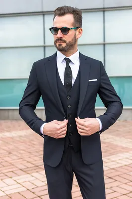 Приталенный мужской костюм-тройка чернильного цвета. Арт.: 2944 – купить в  магазине мужской одежды Smartcasuals