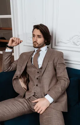 Купить Мужской костюм тройка, цвет коричневый в интернет-магазине -  Gentleman - бутик мужских костюмов №1