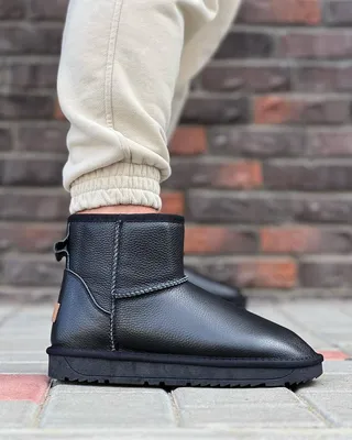 Купить мужские угги с молнией UGG Mens Zip Skin Black Угги мужские Черные с  молнией сзади кожаные